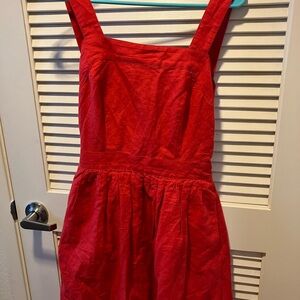J. Crew Vibrant Red Gathered Dress